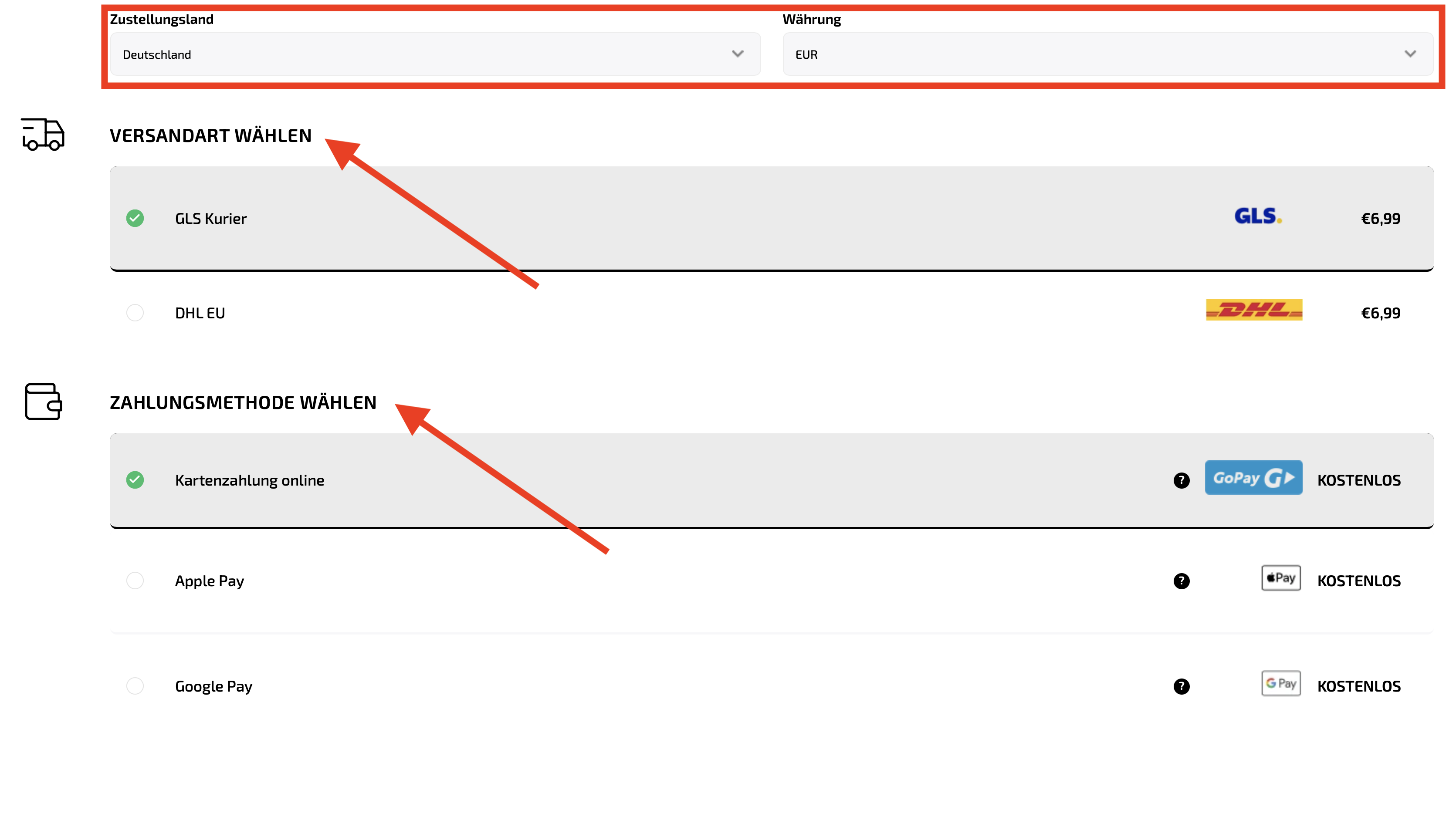Versand und Zahlung DE
